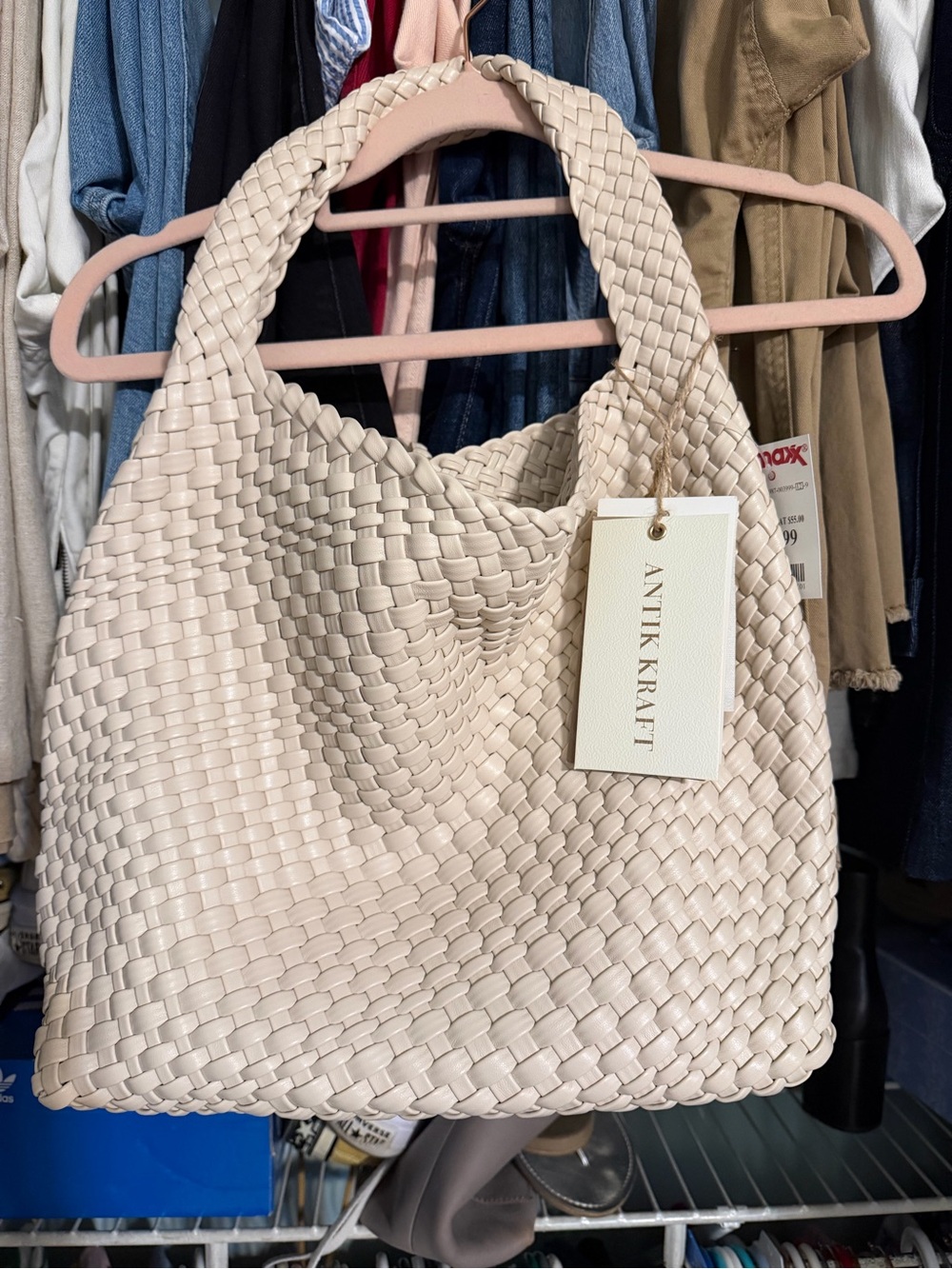 Antik Kraft Woven Hobo Bag in Light Beige